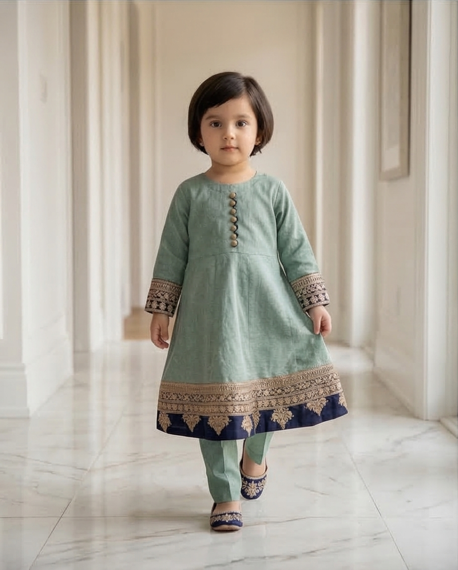 Girls A-Line Kurti with straight pant